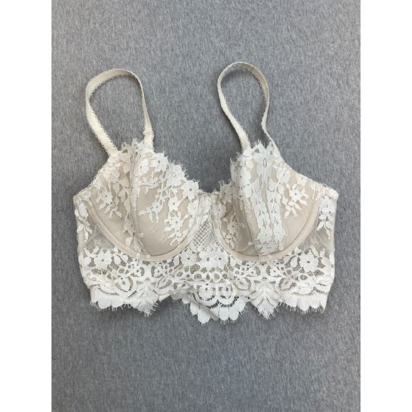 Victoria's Secret Other - Victoria's Secret Bra Womens 34D Boho Floral Embroidery Dream Angels Lined Demi